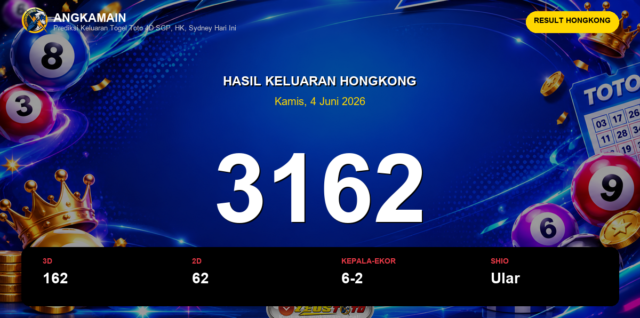 Result Hongkong hari ini 4 Juni 2026 angka 3162