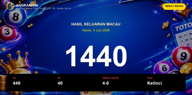Result Macau hari ini 4 Juni 2026 angka 1440