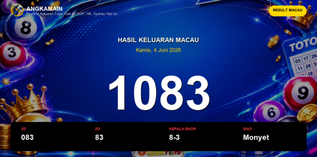 Result Macau hari ini 4 Juni 2026 angka 1083