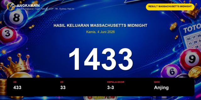Result Massachusetts Midnight hari ini 4 Juni 2026 angka 1433