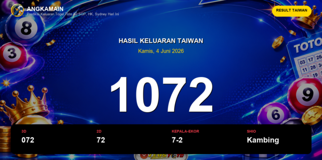 Result Taiwan hari ini 4 Juni 2026 angka 1072